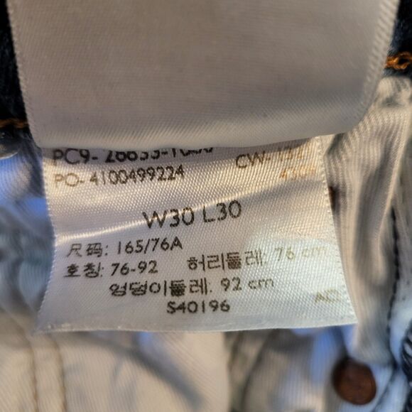 Levis 512 Premium Big E Jeans Mens 30x27 Stretch Blue Denim Slim Leg Distressed - Picture 6 of 12